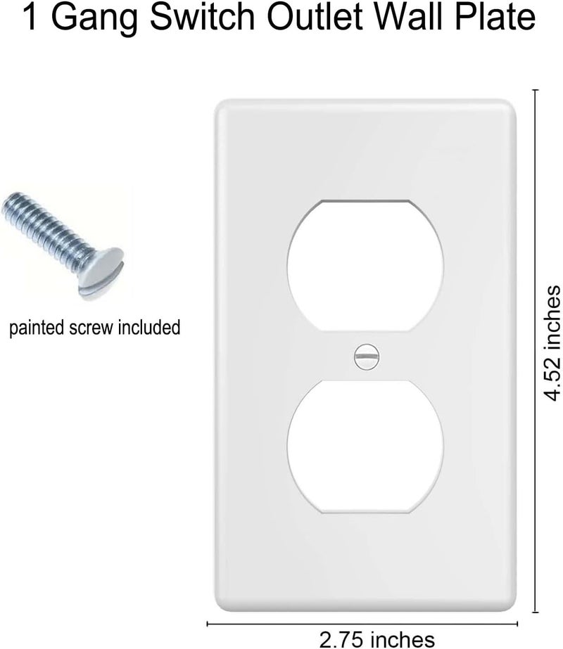ZEFTV Duplex Wall Plates 1-Gang Switch Outlet Electrical Cover Plate Unbreakable Thermoplastic Faceplate for Light Receptacle Outlet Switch, White (4 Pack) - Image 3